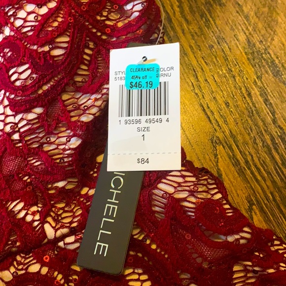 NWT My Michelle Burgundy Laced Dress…Juniors sized 1 - Picture 7 of 10
